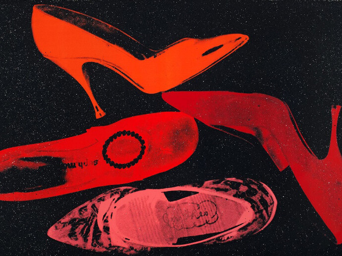 Andy Warhol, Shoes, F & S II.253, 1980, Screenprint with diamond dust on Arches Aquarelle (cold pressed) paper, Edition of 60, Signed on verso, 102.2 x 151.1 cm (40.3 x 59.5 in.)