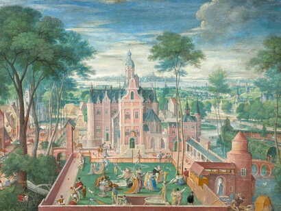 Hans Bol, Elegant company in a garden. Courtoisie de Artcurial