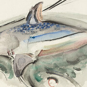 John Marin, American (Rutherford, New Jersey, 1870 – 1953, Cape Split, Maine), Blue Shark, 1922, watercolor and charcoal on heavy textured watercolor paper, 12 1/8 x 16 1/8 in., Arkansas Arts Center Foundation Collection: Gift of Norma B. Marin.