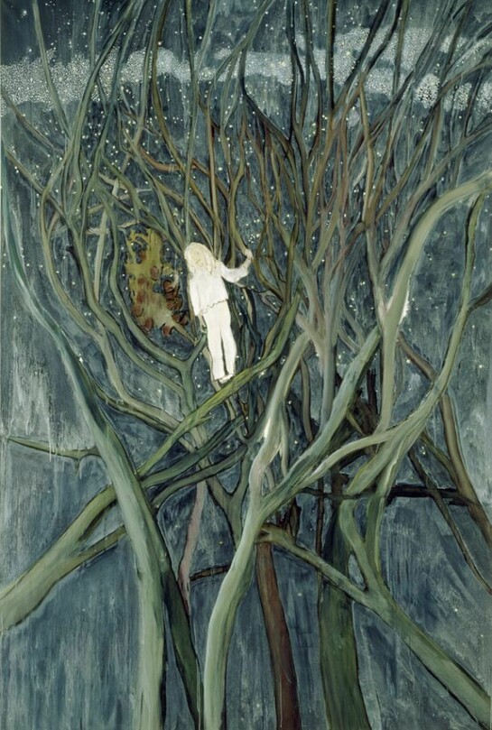 Peter Doig, Girl in White with Trees, 2001-2002, Oil on canvas, 300 x 200 cm, DOI 172/00, Bonnefantenmuseum, Maastricht