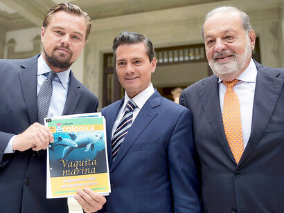 During a meeting with President Enrique Peña Nieto, Leonardo DiCaprio, and Carlos Slim Helú, a Memorandum of Understanding was signed, committing to stronger protections for the Gulf of California’s marine ecosystems, including efforts to save the endangered vaquita porpoise, 2017