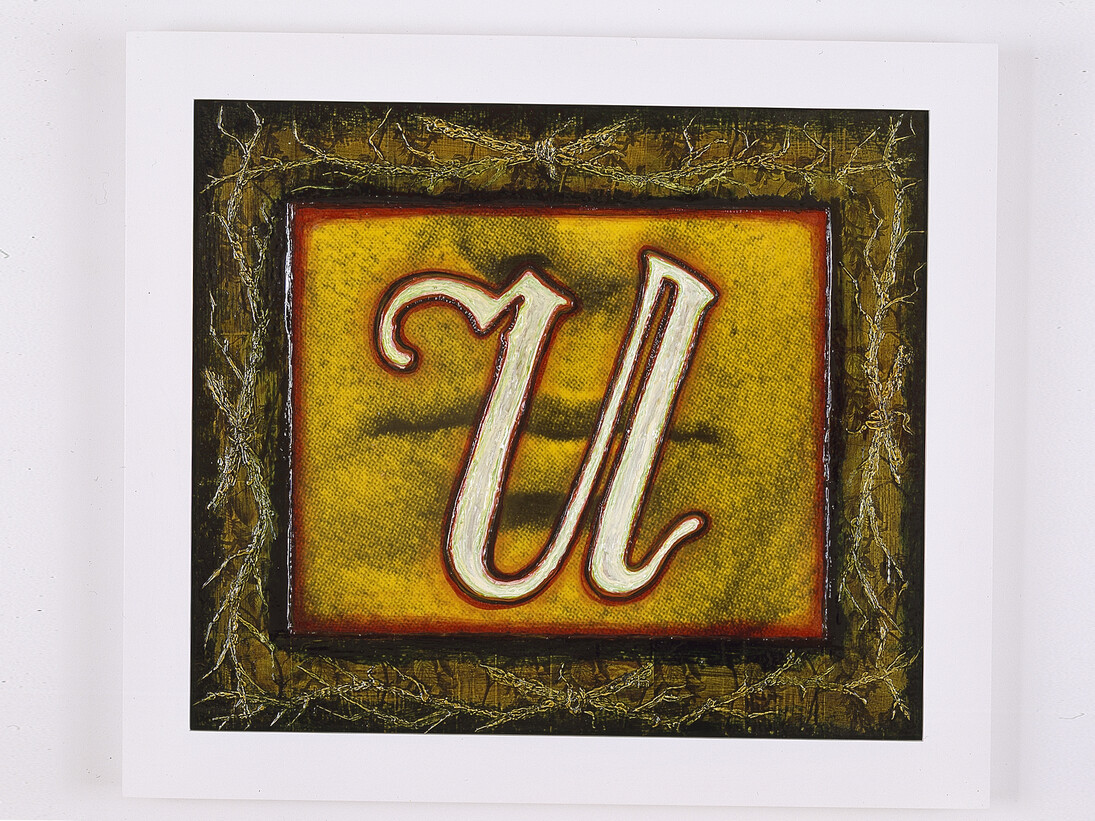 Tony Greene. Untitled (U), 1989. Mixed media (oil on photo mounted on board). 28 ½ x 32 ½ in (72.39 x 82.55 cm). Private collection. Image courtesy of David Franz.