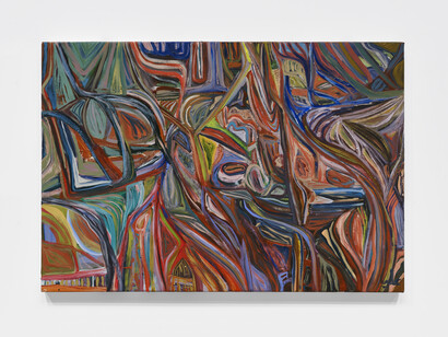 Alia Ahmad,
Waahij/ ٢ واهج | Glare 2,
2023,
Oil on canvas,
51.1 x 74.1 cm | 20 1/8 x 29 3/16 in.
© the artist. Photo © White Cube (Thomas Lannes)