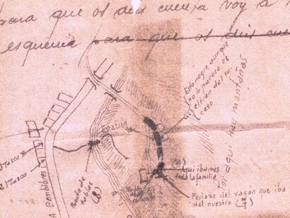 El esquema del accidente ferroviario en la carta original