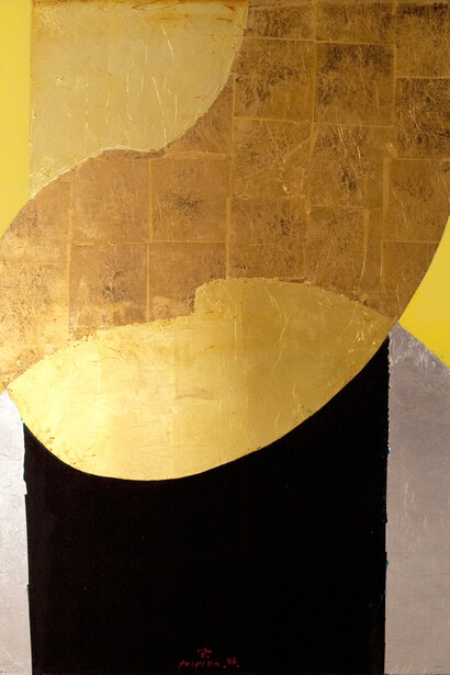 Kenji Yoshida, La Vie, 1996, metal and oil on canvas, 92 x 73 cm, Photo Jonathan Greet, Image courtesy October Gallery, London