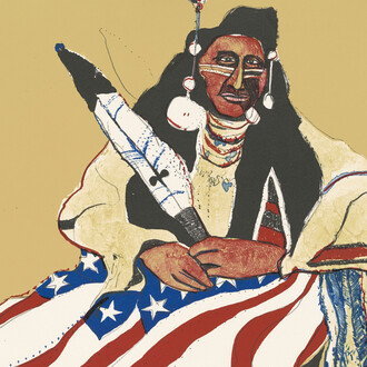 Fritz Scholder, Bicentennial indian (detail), 1975. Courtesy of National Gallery of Art © Fritz Scholder Estate & LewAllen Galleries, Santa Fe, NM