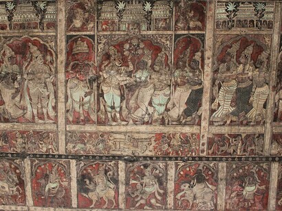 This photograph of the Vijayanagara-period ceiling paintings in the mantapa of the Virupaksha Temple was taken by me in Hampi, a UNESCO World Heritage Site located in the Bellary district of Karnataka, India