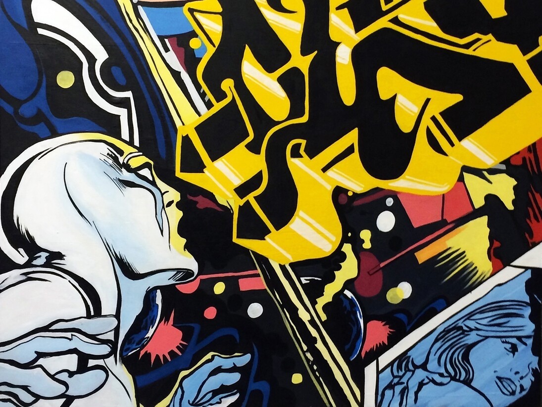 CEPT, The Force Within (detail), Acrylic, enamel & varnish on wood, 125 x 125 cm, Image courtesy Saatchi Gallery, London