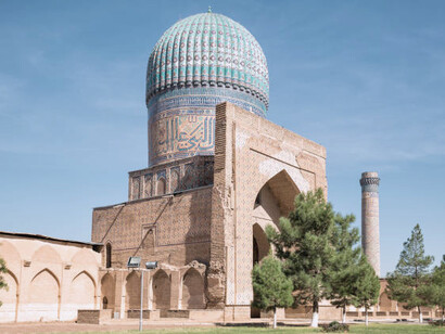 Mezquita Bibi Khanum en la región de Samarcanda, Uzbekistán