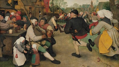 The Peasant Dance (ca. 1567) by Pieter Bruegel the Elder depicts individual drops joining hands, losing themselves in the shared, grounding flow of human connection