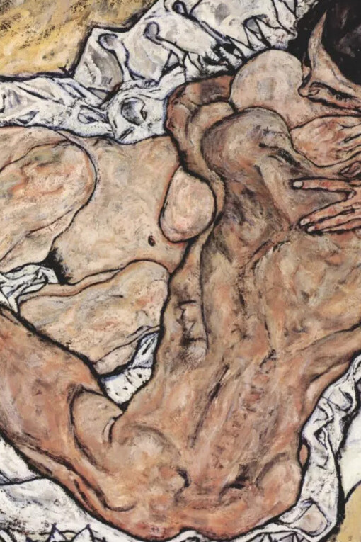Egon Schiele, El abrazo (Amantes II), 1917 (detalle)