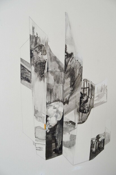 Merlin Ramos, Dancing with Nuam Gabo, 2015, 49 x 63 cm, Mixed Media On Rosapina Paper