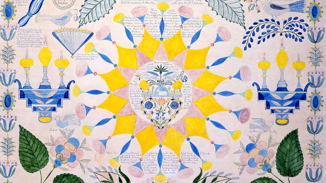 Polly Jane Reed, A type of mother Hannah’s pocket handkerchief, 1851. Courtesy of American Folk Art Museum