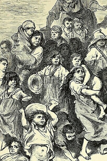 "Beggar Family in Granada," etching, Gustave Doré, 1874