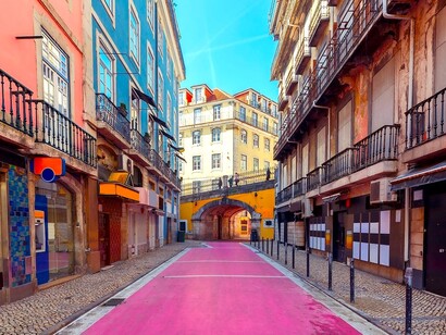 Vista da Rua Cor de Rosa, em Lisboa, Portugal