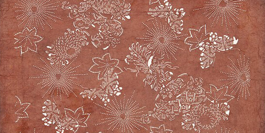 Handmade mulberry paper (shibu-gami) treated with fermented persimmon juice (kaki-shibu), silk thread. Textile Museum of Canada