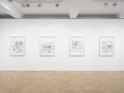 Carroll Dunham, Open studio and empty spaces, exhibition view. Courtesy of Galerie Max Hetzler