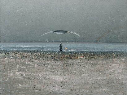 Sandro Luporini. Uomo e gabbiano, 1996 © ADAC (Associazione diffusione Arte Cultura)