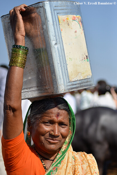 An Indian woman at the cattle market