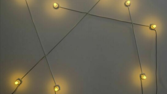 G.T. Pellizzi, “Constellation in Yellow (Figure 3)”, 98” by 132”, light bulbs/porcelain, steel, wire, 2013, Courtesy: Mary Boone Gallery, New York