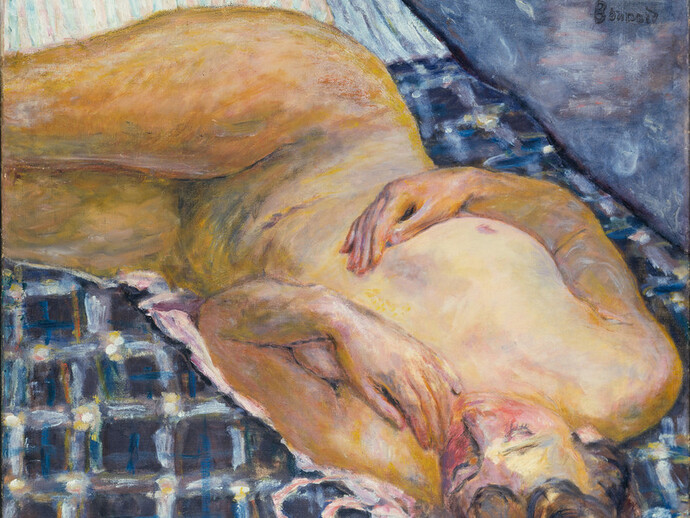 Pierre Bonnard, Liegender Akt auf Weißblau Kariertem Grund, um 1909, Detail,
Städel Museum, Frankfurt am Main, © U. Edelmann - Städel Museum - Artothek  © Bildrecht, Wien, 2015