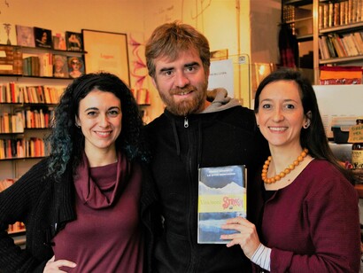 Marta Marangoni con Paolo Cognetti e Francesca Sangalli, foto Fabio Lorenzini