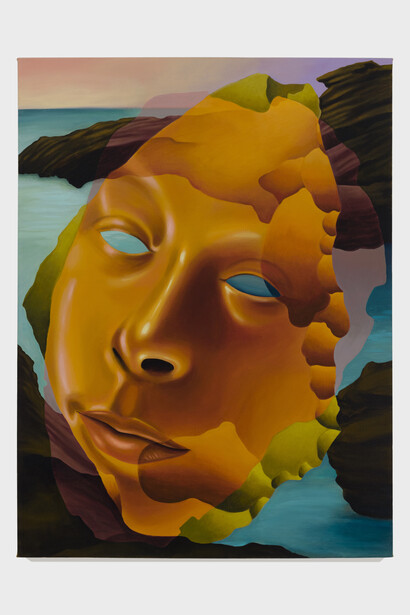 Kristen Sanders, Shell/Tool, 2023, acrylic on canvas, 40x30 inches. Courtesy the artist and Asya Geisberg Gallery