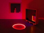 Haroon Mirza, Work for an Art Fair, 2013, Speakers, LED, crate, foam, Wooden drawer/controlling device, electronic components, Courtesy the artist and Lisson Gallery