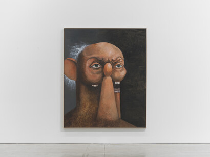 Installation view, George Condo, Old Man Portrait, 2011, oil on canvas, 90 x 74 inches, 228.6 x 188 cm