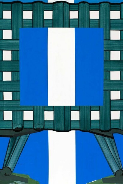 Gary Stephan, Small Mental Furniture (White and Blue), 2013, Acrylic/canvas, 40 x 30 in. Courtesy: Susan Inglett Gallery, NYC.