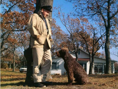 Steinbeck, with his dog
