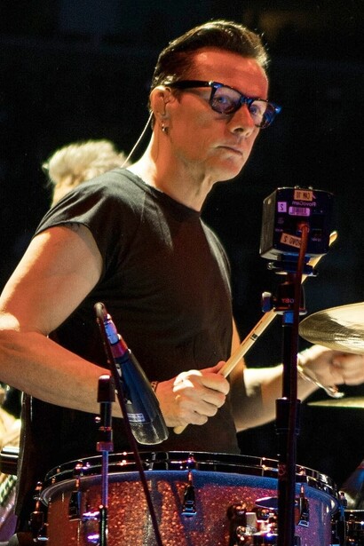 Larry Mullen Jr degli U2 al SAP Arena in San Jose, California, 2018 