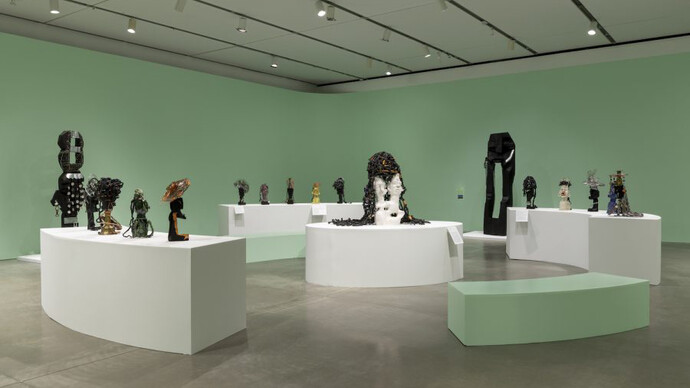 Leilah Babirye, Embaga ya Naki ne Naki (Wedding of Naki and Naki), exhibition view. Courtesy of ICA Boston