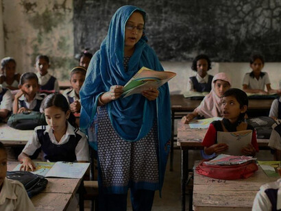 Lothfunnessa Chamale conducts a class at the Jagganathpur Government Primary School in Moulvibazar, Bangladesh