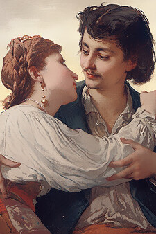 Quadro di Adelaide Salles Wagner raffigurante Renzo e Lucia