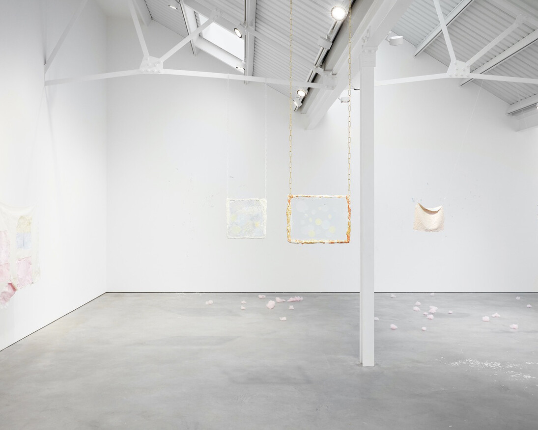Karla Black, exhibition view, Modern Art, Helmet Row, London, 17 November - 16 December 2017, courtesy the artist & Stuart Shave/Modern Art, London
