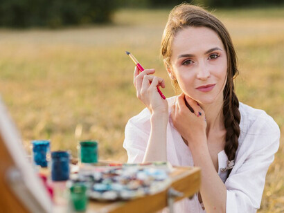 A close-up of an abstract painting with bold, contrasting colours, reflecting emotional and psychological themes