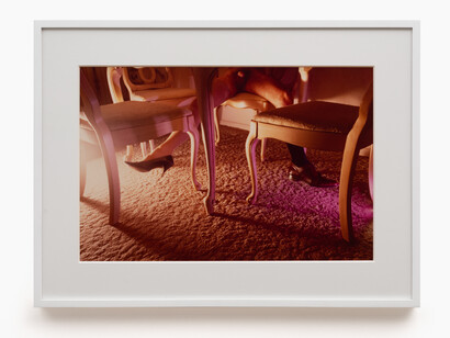 Jimmy DeSana, Shoes, 1979, chromogenic print, 15 1/4x23 1/2 inches, frame: 22 3/4x30 1/2 inches. Courtesy of Document Gallery 
