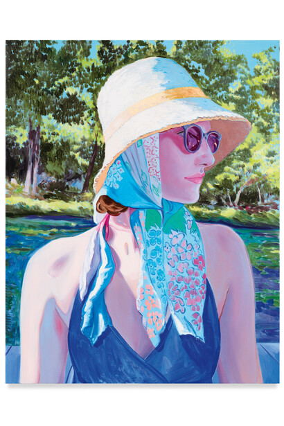 Sebastian Blanck, Looking Out at the Lake, 2023, oil on linen, 80x64 inches, signed, titled and dated (verso). Courtesy the artist and Miles McEnery, NYC