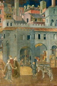 Ambrogio Lorenzetti, Effetti del Buon Governo in città, 1338-1340, Sala della Pace, Palazzo Pubblico, Siena