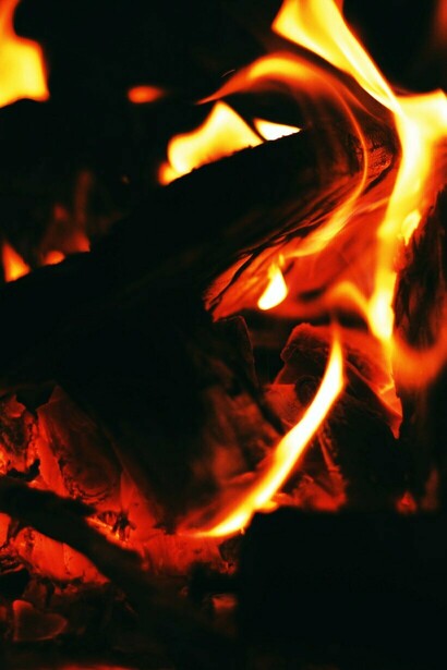 Wood burning away causing a rise in temperature