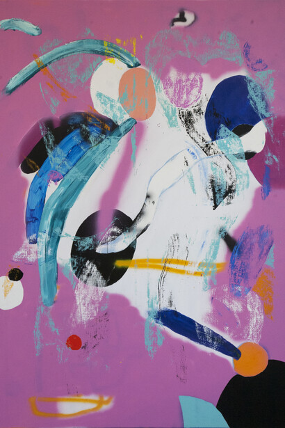 Caterina Silva, The fight, acrylic, spray paint and oil on linen, 140 x 200 cm, 2015
