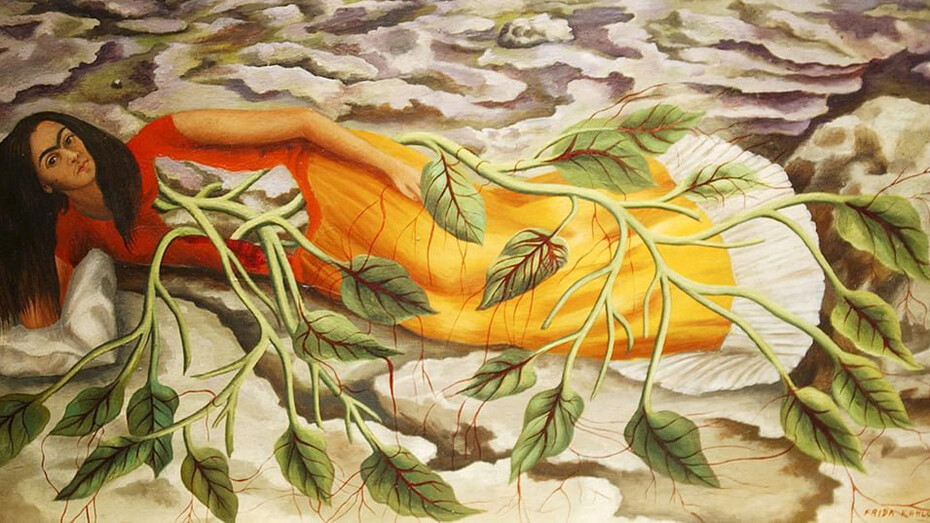 Explore a fascinante vida de Frida Kahlo e seu legado artístico na Casa Azul transformada em Museu Frida Kahlo, um destino imperdível para admiradores de arte e história. Pintura intitulada "Raízes", 1943