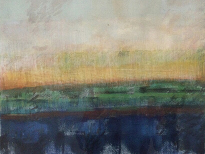 Meredeth Turshen, Golden Realm, 17 in x 20 in, Oil Monotype. Courtesy of Viridian Artists