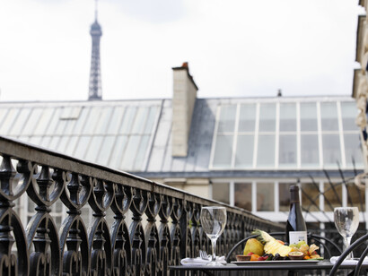 Terrace of the Parisian hotel La Trémoille
