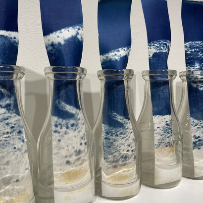 Megan Berner, Installation view of test bottles, 2023. Courtesy of the artist and Melhop Gallery °7077