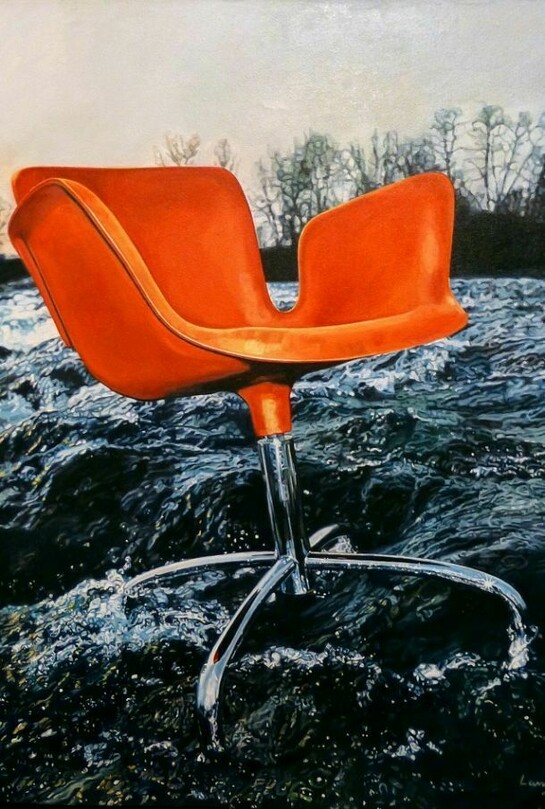 Ulrich Lamsfuss, Sebastiano Pavia, Guilio Cappelini chair (Wallpaper April 1999), 2010, oil on canvas. Courtesy the artist and Lombard Freid Gallery, New York