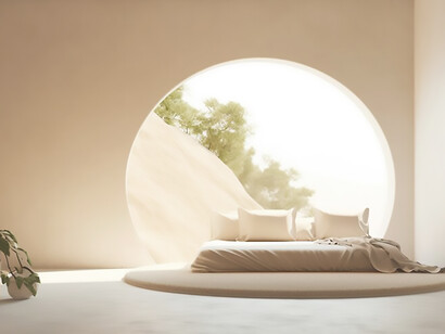 Experience the allure of minimalist interior design accentuated by abundant natural light, showcasing the essence of sensory design in architecture
