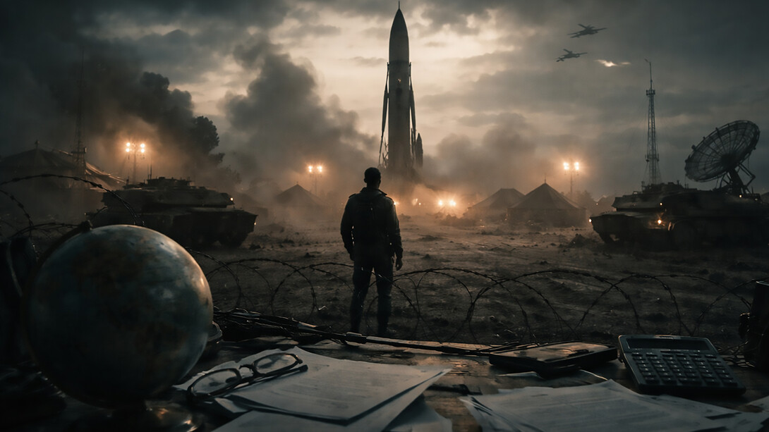 A world fortified for war yet hollowed by fear — where rising arsenals stand in stark contrast to a planet growing less secure