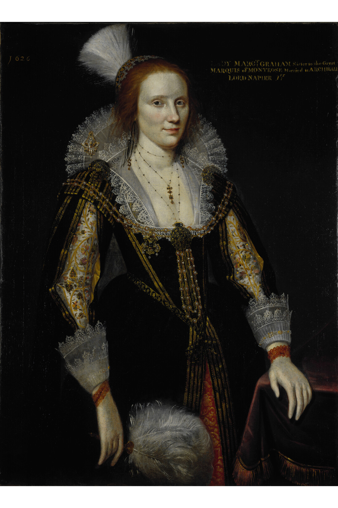 Adam de Colone, Margaret Graham, Lady Napier, d. c 1626. Sister of 1st Marquess of Montrose and wife of 1st Lord Napier 1626, Oil on canvas 109.30 x 81.00 cm
Scottish National Portrait Gallery  
